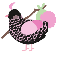 A sable and pink chicken with a lace pattern