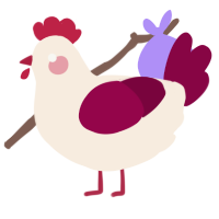 A cream and maroon chicken