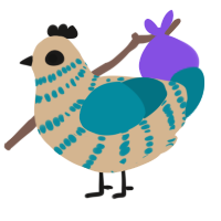 A beige and sea chicken with a bar pattern