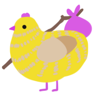 A yellow and beige chicken with a bar pattern