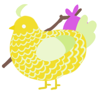 A yellow and apple chicken with a lace pattern