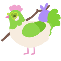 A cream and grass chicken with a head pattern