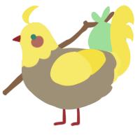 A ash and yellow chicken with a head pattern