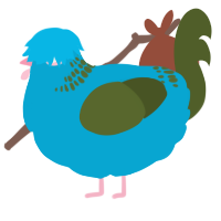 A cerulean and olive chicken with a neck-band pattern