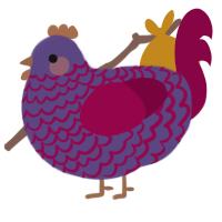 A overcast and maroon chicken with a lace pattern
