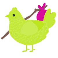 A lime chicken with a lace pattern