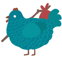 A sea and teal chicken with a lace pattern