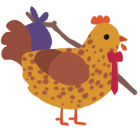 A orange and russet chicken with a speckle pattern