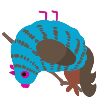A cerulean and bark chicken with a bar pattern