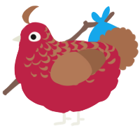 A crimson and brown chicken with a half-lace pattern