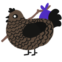 A bark and black chicken with a lace pattern