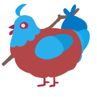 A red and sky chicken with a head pattern