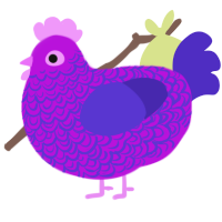 A amethyst and indigo chicken with a double-lace pattern