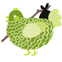 A chartreuse and lemon chicken with a lace pattern