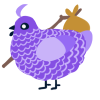 A blurple and lilac chicken with a lace pattern