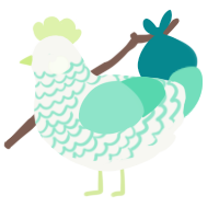 A white and mint chicken with a lace pattern