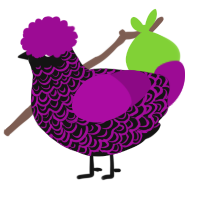 A black and plum chicken with a double-lace pattern
