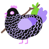 A black and lilac chicken with a lace pattern