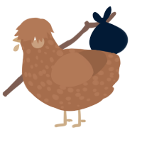 A brown chicken with a speckle pattern