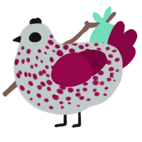 A silver and maroon chicken with a speckle pattern