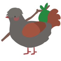 A grey and russet chicken
