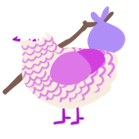 A cream and orchid chicken with a lace pattern