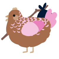 A brown and pink chicken with a half-lace pattern