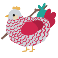 A mist and crimson chicken with a lace pattern