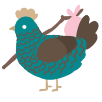 A teal and bark chicken with a lace pattern