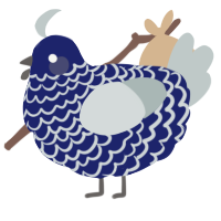 A navy and silver chicken with a lace pattern