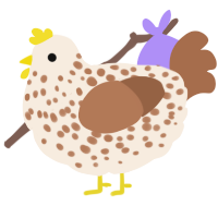 A cream and brown chicken with a speckle pattern