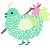 A mint and apple chicken with a lace pattern