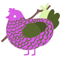 A orchid and olive chicken with a lace pattern