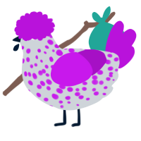 A mist and amethyst chicken with a speckle pattern