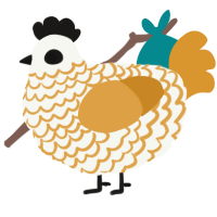 A white and orange chicken with a lace pattern
