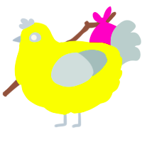 A lime and silver chicken