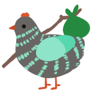 A grey and mint chicken with a bar pattern