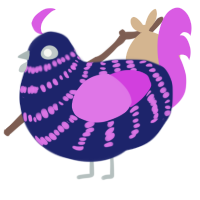 (unnamed), a navy and orchid chicken with a bar pattern