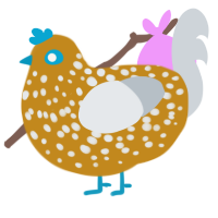 A ochre and mist chicken with a speckle pattern
