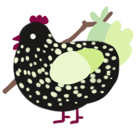 A sable and apple chicken with a speckle pattern