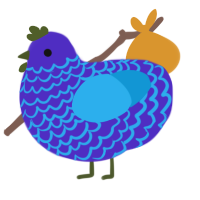 Parsley, a indigo and sky chicken with a lace pattern