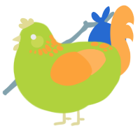 A indigo and ultramarine chicken with a neck-speckle pattern