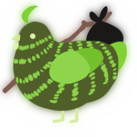 A olive and grass chicken with a bar pattern