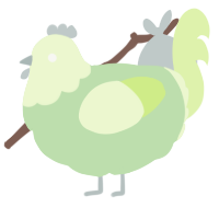 A gluppy and apple chicken with a head pattern