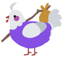A blurple and mist chicken with a head pattern