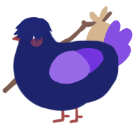 A navy and blurple chicken