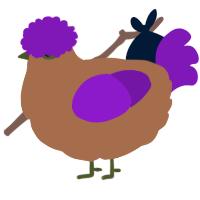 A brown and violet chicken