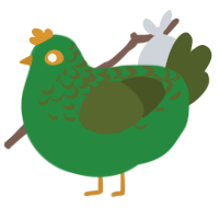 A viridian and olive chicken with a half-lace pattern