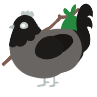 A grey and sable chicken with a head pattern