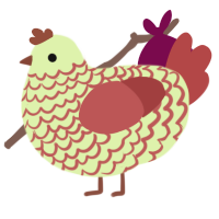 A apple and red chicken with a lace pattern